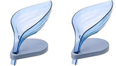 Kuber Industries Set of 2 Leaf Shaped Soap Dish Holder | Self Draining Soap Dish Suction Holder|Soap Tray/Holder/Case for Shower, Bathroom, Kitchen I Designer Soap Tray
